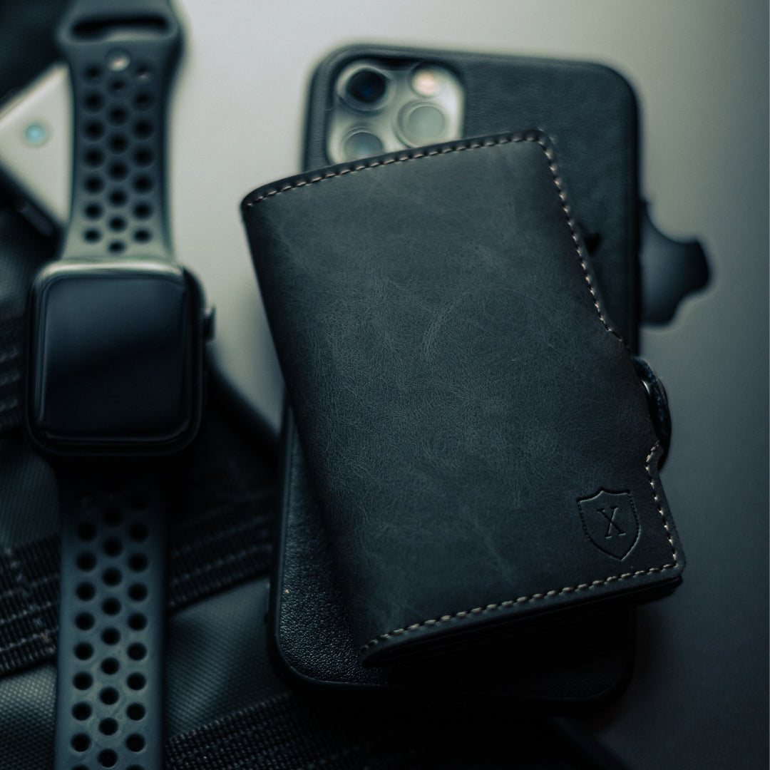 Billetera Xclusive Modelo Deluxe Dark Grey desde arriba