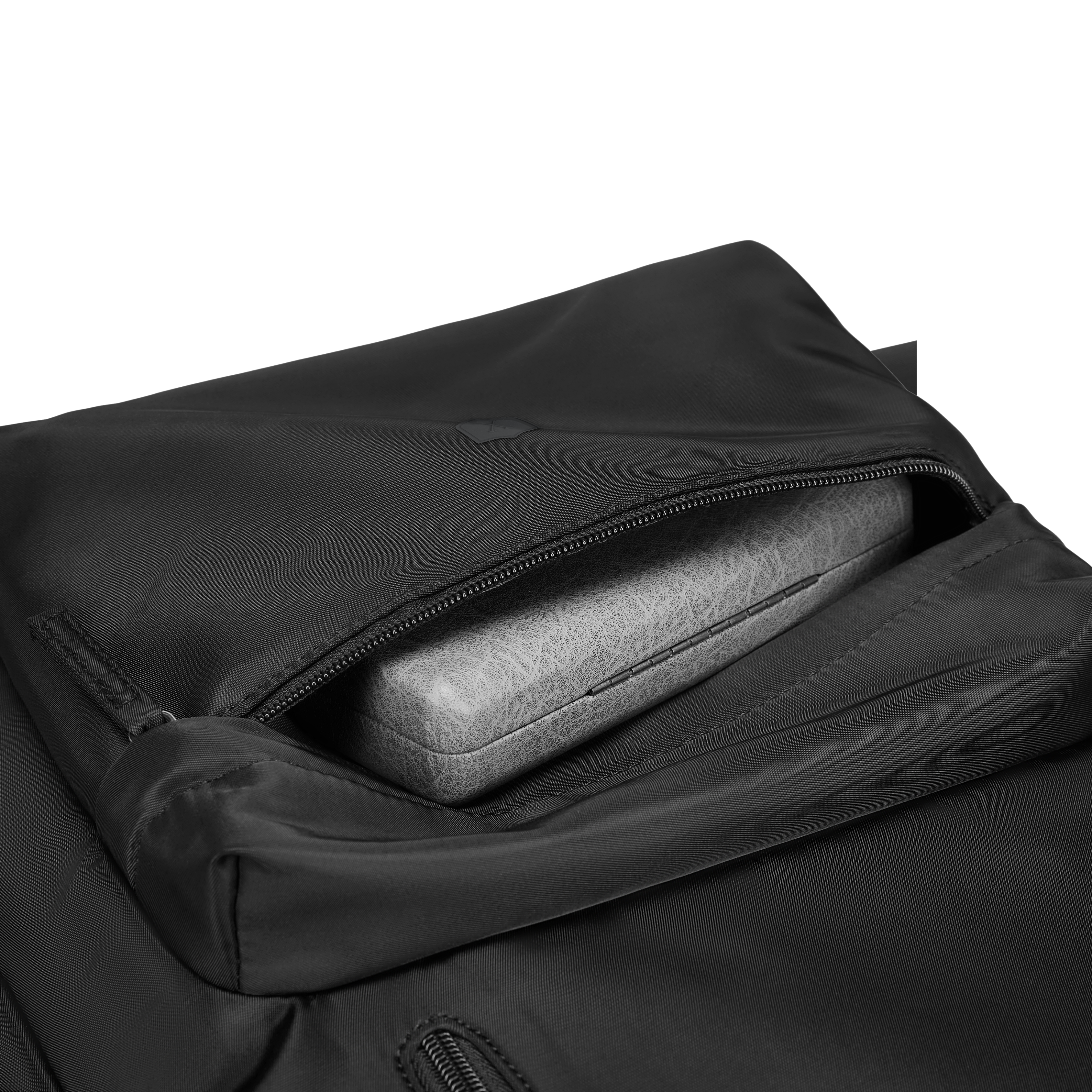 Mochila Xclusive Royal Backpack Negra expandible compartimiento frontal pequeño
