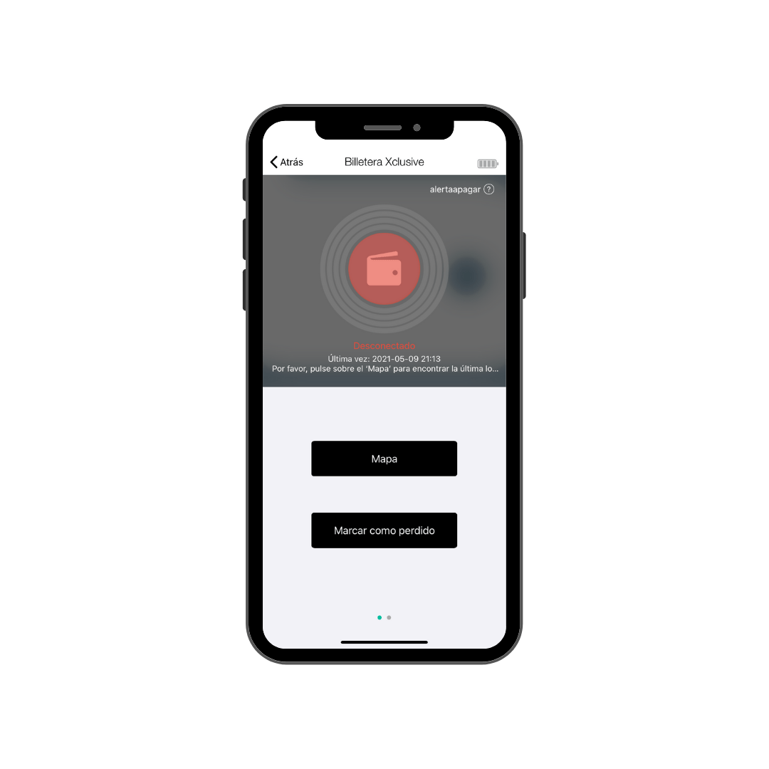 Aplicación iOS Android para rastrear y localizar billetera.